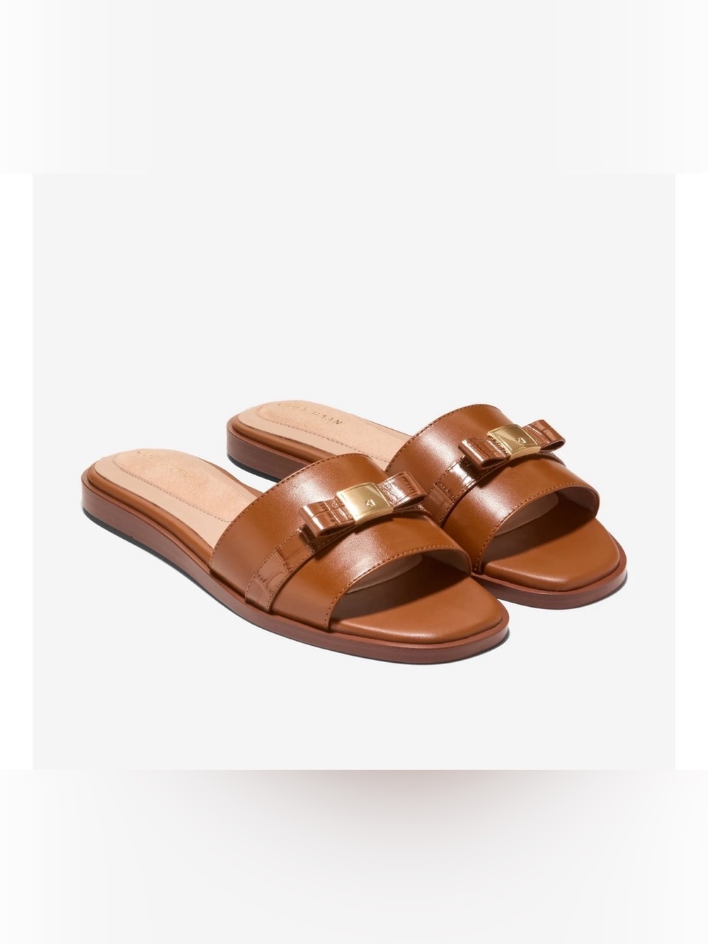 Cole Haan Go-To Emalia Slide Bow Leather Tan Sandal Women's Size 11B New